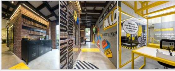زرد و سیاه در طراحی داخلی دفتر کاری در استانبول - وبسایت استیاژ